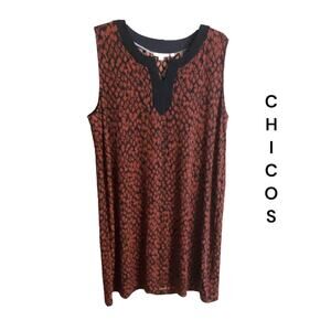 CHICO'S Dress Size 4-2XL Shift Black Sleeveless Slinky Stretch Travel Comfy